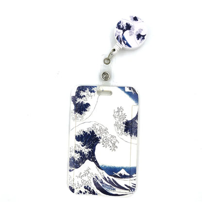 Art Painting Kanagawa Hokusai Waves Cute Card Cover Clip Lanyard Retractable Student Nurse Badge Badge Holder accessories