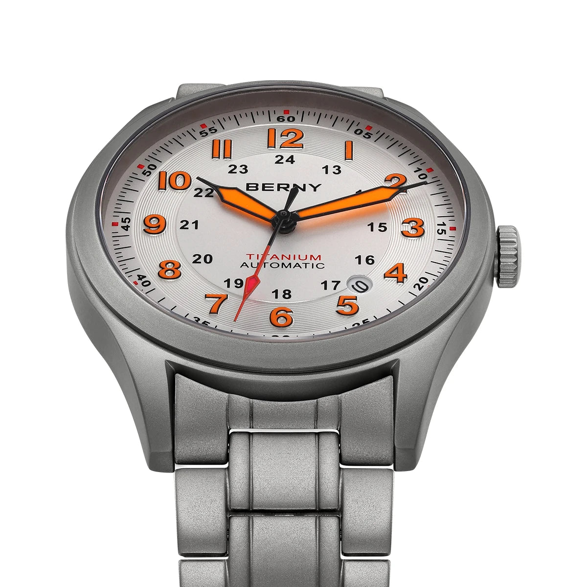 BERNY Automatic Full Titanium Watches for Men Sapphire Super Luminous Mechanical Field Pilot Watch Date 10ATM Sports Easy Read