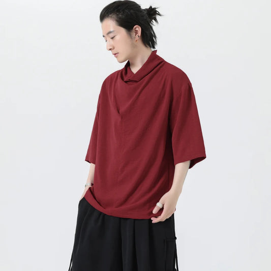 Plain Color M-5XL Plus Size Tshirts Summer Streetwear Traditional Chinese Type Casual Short Sleeve Tee Shirts for Man XXXXXL