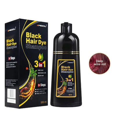 500ml Gray Hair Dye Darkening Shampoo 3in1 Instant Gray To Black Fast Natural Herbal Multiflorum Coloring Cover For Men Women