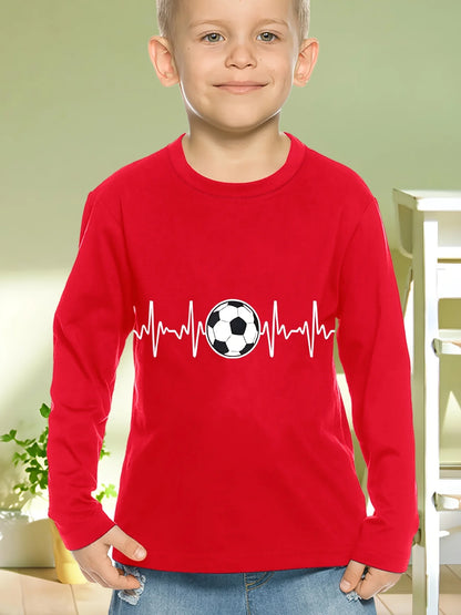 Children's Clothing Boys Tshirt Long Sleeve Stylish Soccer Printed Kids Spring Fall Clothes Casual Round Neck Girl Clothes Tops