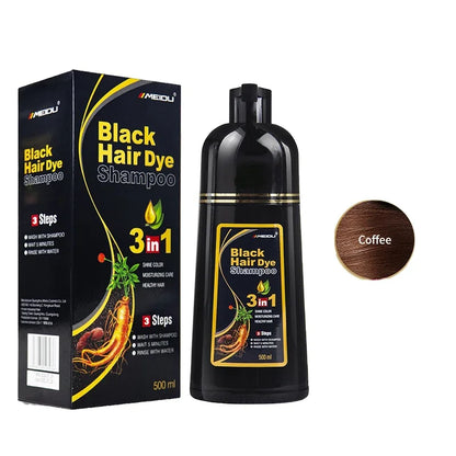 500ml Gray Hair Dye Darkening Shampoo 3in1 Instant Gray To Black Fast Natural Herbal Multiflorum Coloring Cover For Men Women