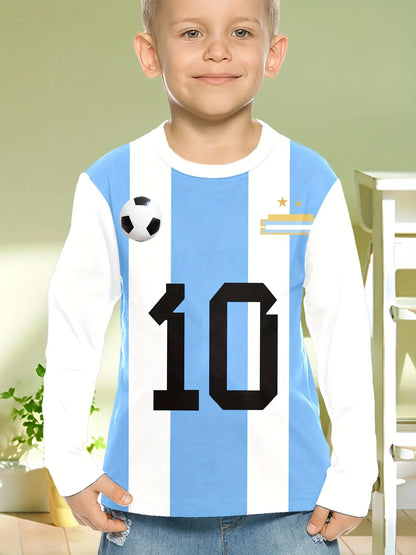 Children's Clothing Boys Tshirt Long Sleeve Stylish Soccer Printed Kids Spring Fall Clothes Casual Round Neck Girl Clothes Tops