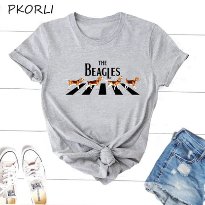 The Beagles T-shirt Woman Funny Dog Lover T Shirt Cotton Casual Short Sleeve Animal Graphic T Shirts Girls Women's Tee Shirts