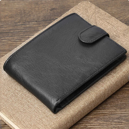 Rfid Genuine Leather Mens Wallet with Coin Pocket Bussiness Designer Mens Leather Wallet