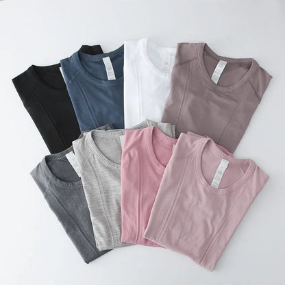 Lemon Slim Fit Workout Tops For Women Short Sleeve T-shirt Athletic Performance Gym Wear Fitness Yoga Shirts with Mesh Fabric