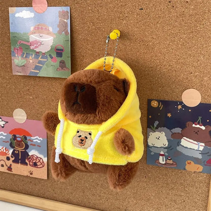Kids Gift Fluffty Capybara Keychain Plush Hoodie Capybara Pendant Cute Cartoon Plush Capybaras Doll Toys
