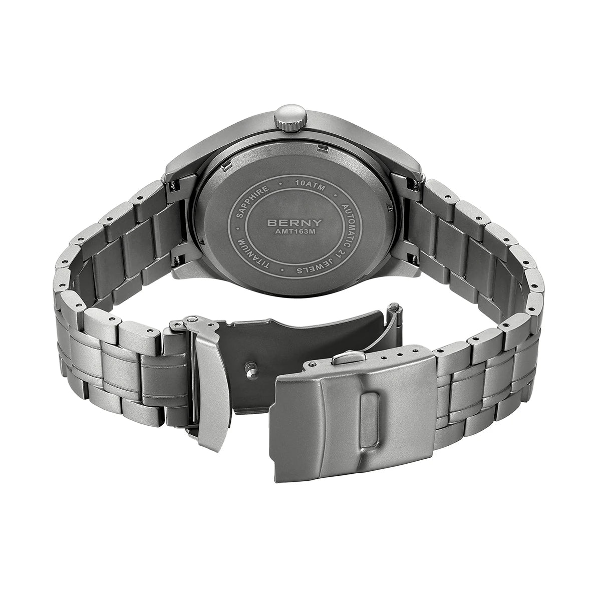 BERNY Automatic Full Titanium Watches for Men Sapphire Super Luminous Mechanical Field Pilot Watch Date 10ATM Sports Easy Read