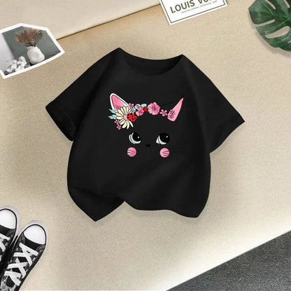 Girls Short Sleeve T-shirt Summer New Children's Top Loose Fashion Short Sleeves Clothes  Kids Clothes