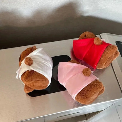 Kids Gift Fluffty Capybara Keychain Plush Hoodie Capybara Pendant Cute Cartoon Plush Capybaras Doll Toys