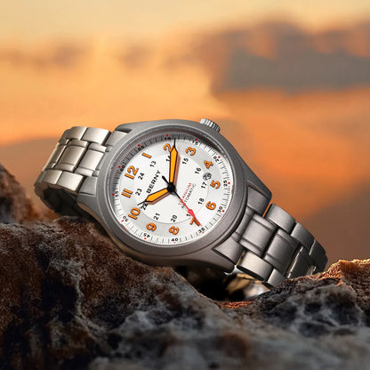 BERNY Automatic Full Titanium Watches for Men Sapphire Super Luminous Mechanical Field Pilot Watch Date 10ATM Sports Easy Read