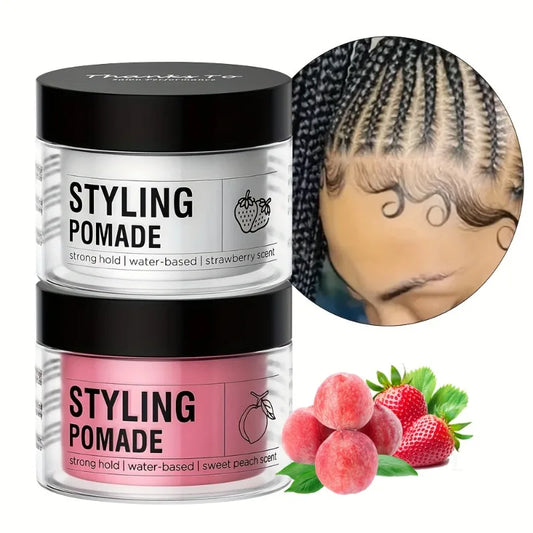 Strawberry, coconut, white peach braid, light and long-lasting styling, easy to wash, non greasy, no white shavings, hair wax