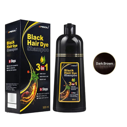 500ml Gray Hair Dye Darkening Shampoo 3in1 Instant Gray To Black Fast Natural Herbal Multiflorum Coloring Cover For Men Women