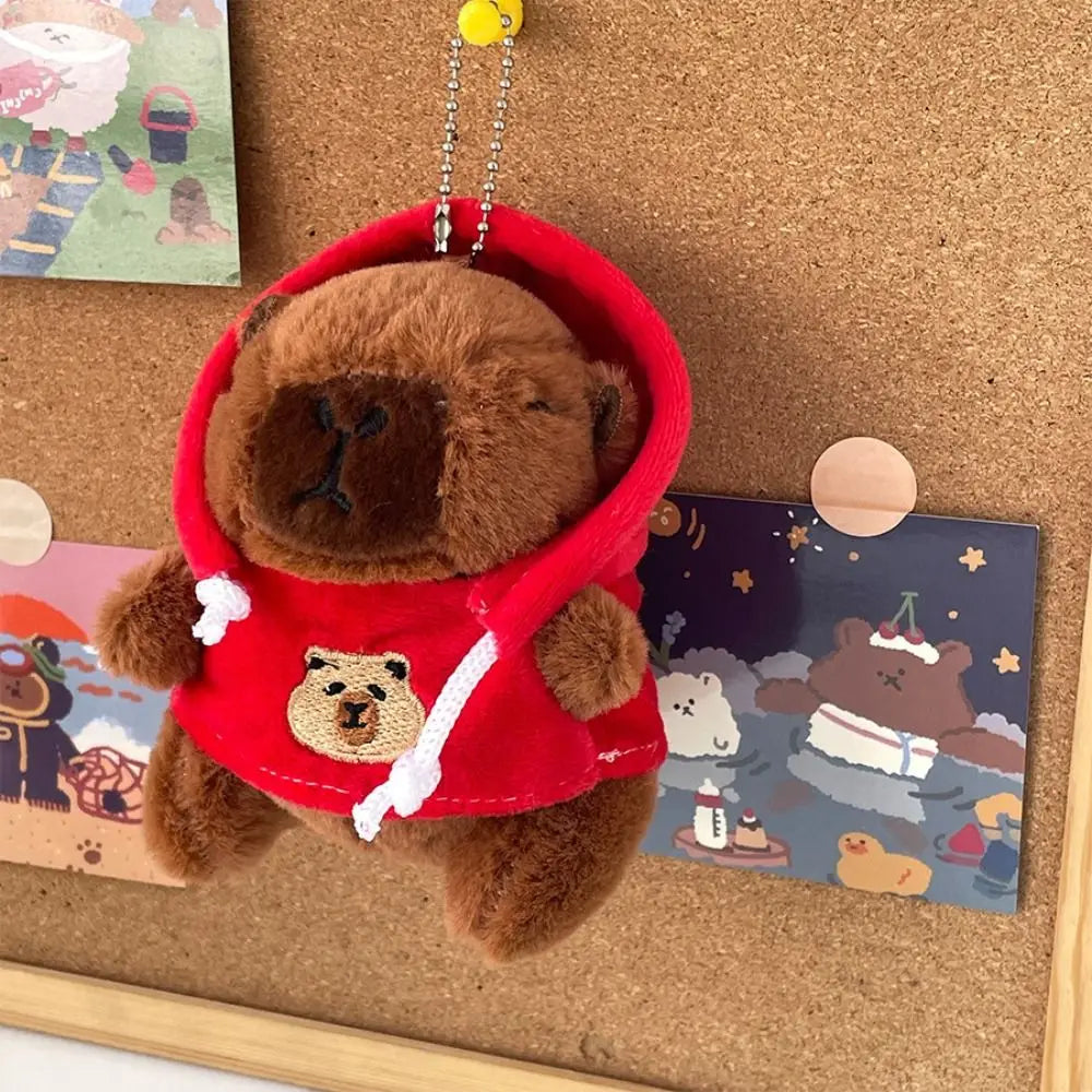 Kids Gift Fluffty Capybara Keychain Plush Hoodie Capybara Pendant Cute Cartoon Plush Capybaras Doll Toys