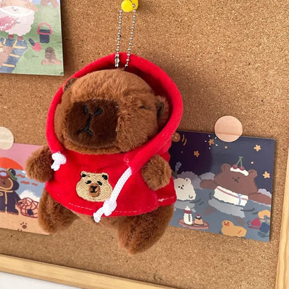 Kids Gift Fluffty Capybara Keychain Plush Hoodie Capybara Pendant Cute Cartoon Plush Capybaras Doll Toys