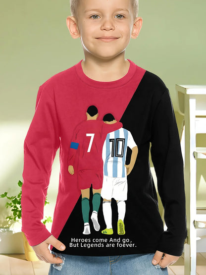 Children's Clothing Boys Tshirt Long Sleeve Stylish Soccer Printed Kids Spring Fall Clothes Casual Round Neck Girl Clothes Tops