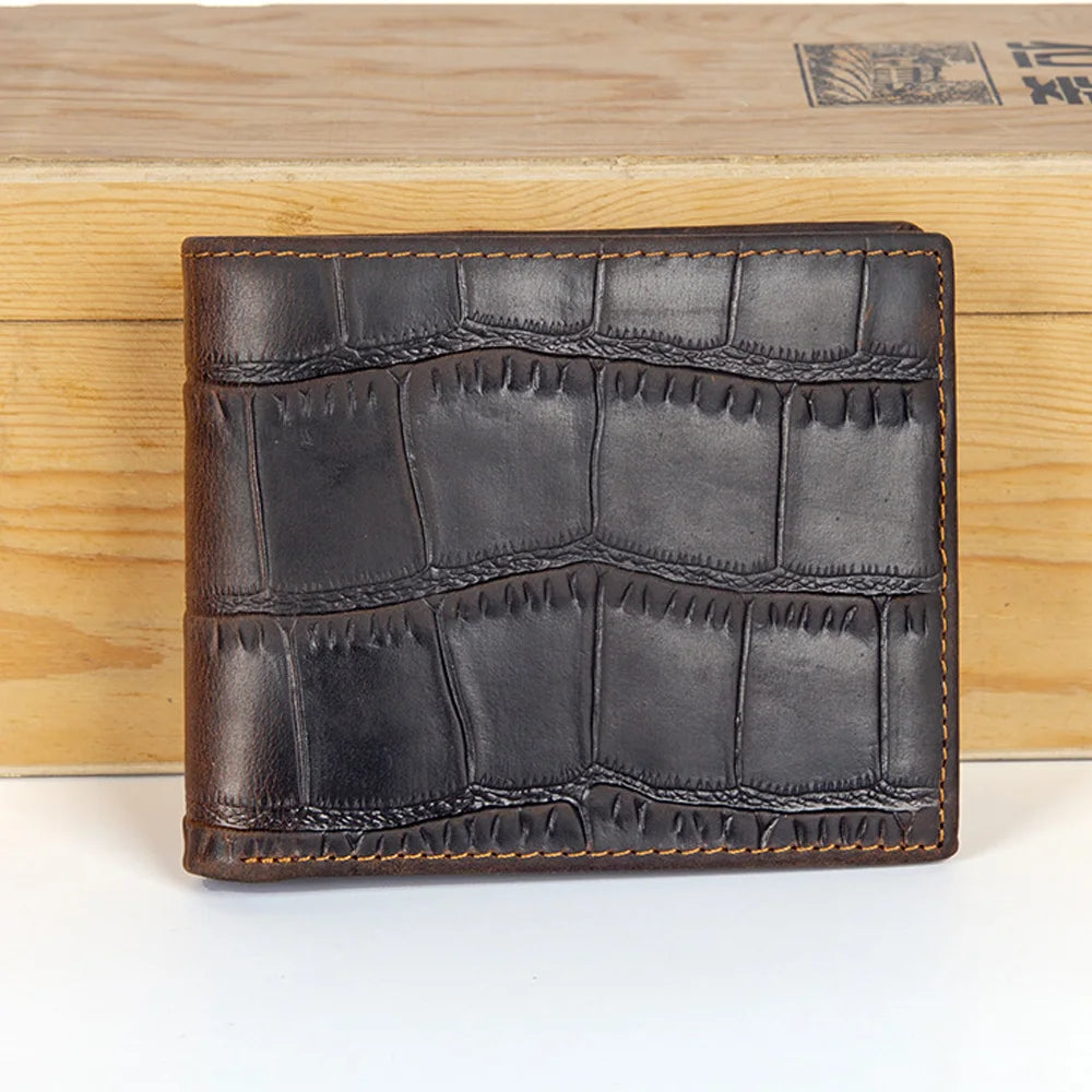 Slim Leather Alligator Wallet for Men Bussiness Genuine Leather Mens Bifold mens leather wallet