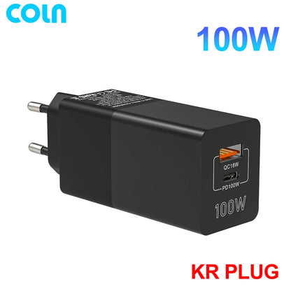 COLN PD100W USB Type C Charger GaN 100W Fast Charger Quick Charging Laptop Power for MacBook iPhone 14 15 Samsung S23 24 Ultra