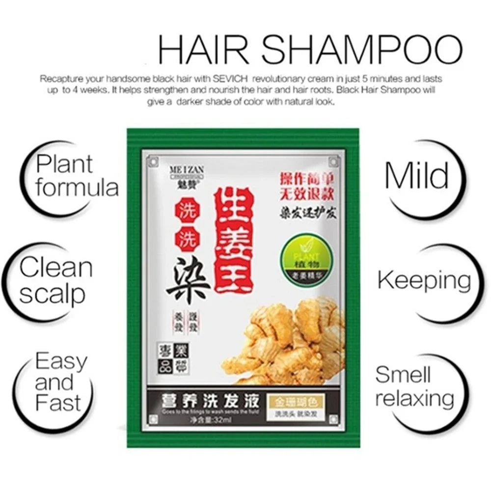 Hair Color Natural Instant Hair Dye Hair Shampoo White Grey Cover Up Long Lasting Ginger Extracts Styling Tools Ginger Shampoo