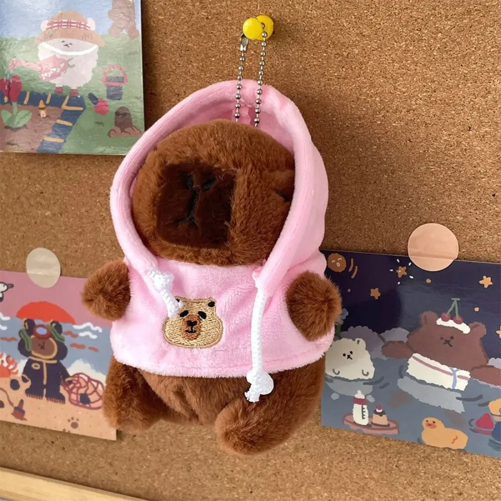 Kids Gift Fluffty Capybara Keychain Plush Hoodie Capybara Pendant Cute Cartoon Plush Capybaras Doll Toys