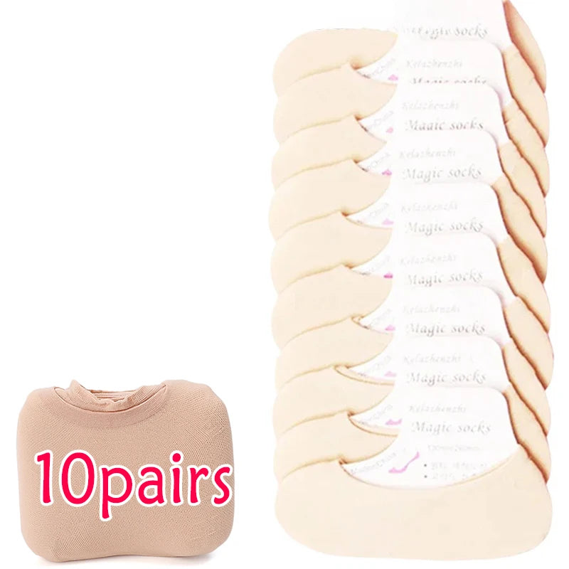 20/60pcs Non-slip Invisible Socks Slippers Seamless Ice Silk Ankle Boat Socks Summer Thin Solid Casual Breathable No Show Sock