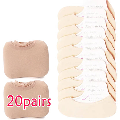 20/60pcs Non-slip Invisible Socks Slippers Seamless Ice Silk Ankle Boat Socks Summer Thin Solid Casual Breathable No Show Sock