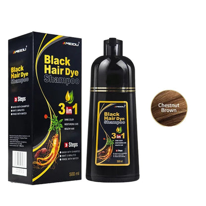 500ml Gray Hair Dye Darkening Shampoo 3in1 Instant Gray To Black Fast Natural Herbal Multiflorum Coloring Cover For Men Women
