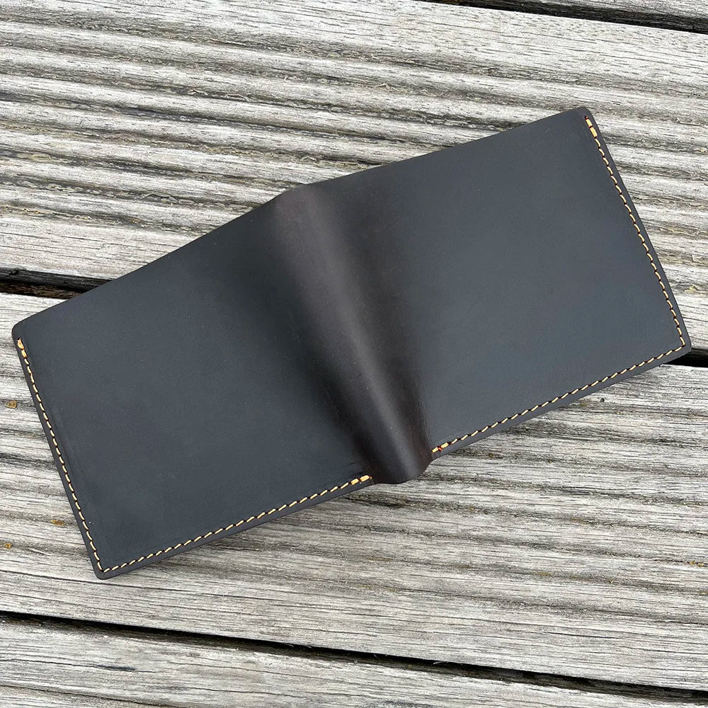 100% Cowhide Leather Mens Wallet Thin Men's Billfold Wallet for Men Card Photo Mens Designer Wallets