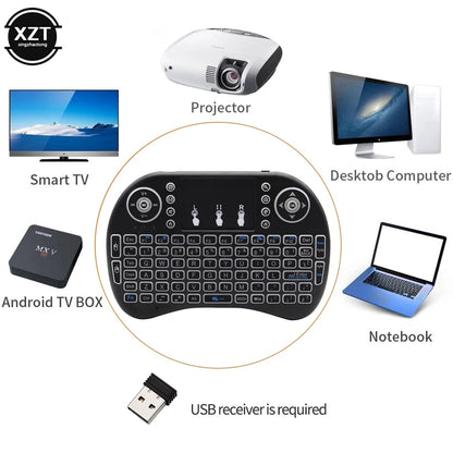 2.4G Mini Wireless Keyboard 3 Color Backlit I8 English Russian Air Mouse Touchpad Remote Control For Laptop TV BOX USB Receiver