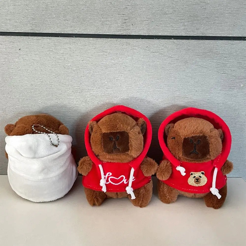 Kids Gift Fluffty Capybara Keychain Plush Hoodie Capybara Pendant Cute Cartoon Plush Capybaras Doll Toys