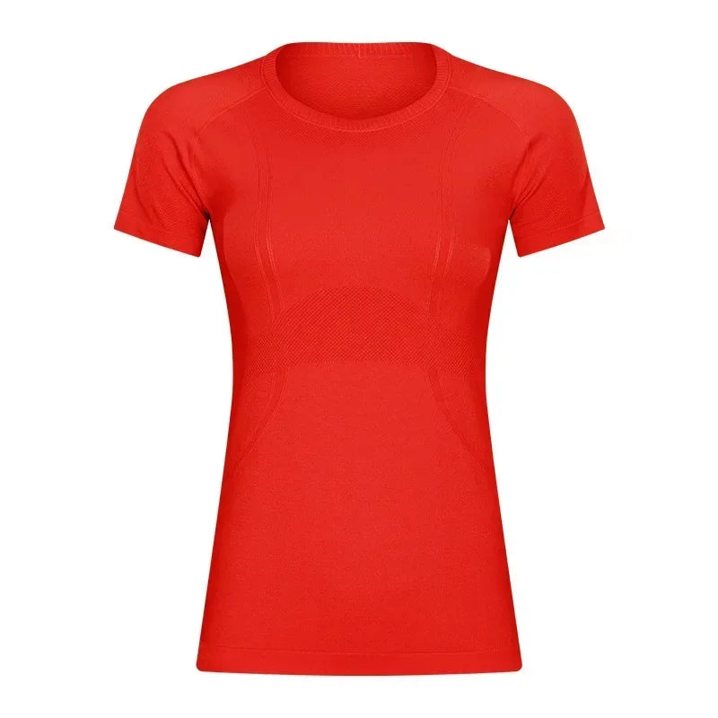 Lemon Slim Fit Workout Tops For Women Short Sleeve T-shirt Athletic Performance Gym Wear Fitness Yoga Shirts with Mesh Fabric