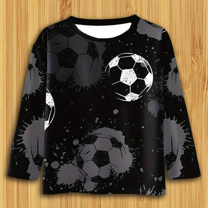 Children's Clothing Boys Tshirt Long Sleeve Stylish Soccer Printed Kids Spring Fall Clothes Casual Round Neck Girl Clothes Tops