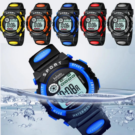 Children's Digital Sports Watch - Waterproof LED Kids Wristwatch with Silicone Strap, Night Light Alarm for Boys Girls