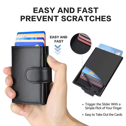 Rfid Micrfiber Leather Mens Wallets Pop Up Bank Credit Card Holder Wallet Money Bag Clutch Coin Purse Male Smart Wallets for Men