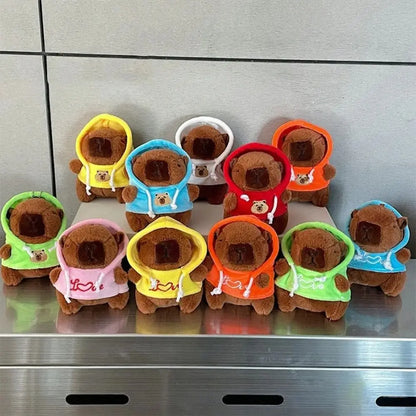 Kids Gift Fluffty Capybara Keychain Plush Hoodie Capybara Pendant Cute Cartoon Plush Capybaras Doll Toys