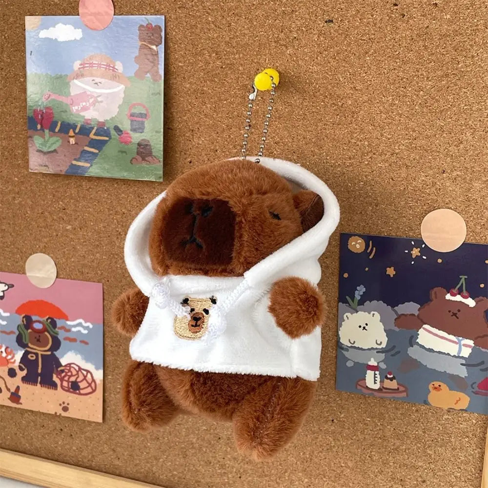 Kids Gift Fluffty Capybara Keychain Plush Hoodie Capybara Pendant Cute Cartoon Plush Capybaras Doll Toys