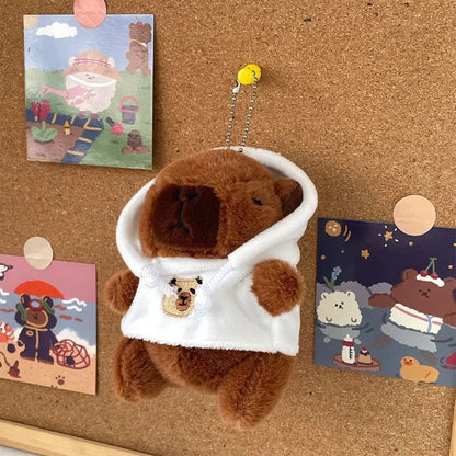 Kids Gift Fluffty Capybara Keychain Plush Hoodie Capybara Pendant Cute Cartoon Plush Capybaras Doll Toys