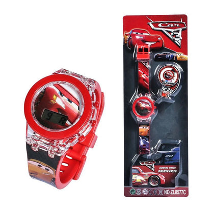 Flash Light Spiderman Kids Watches For Boys Cartoon shark Mickey Children Watch Girls Student Clock Gifts free shipping