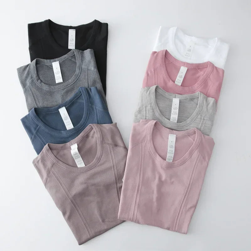 Lemon Slim Fit Workout Tops For Women Short Sleeve T-shirt Athletic Performance Gym Wear Fitness Yoga Shirts with Mesh Fabric