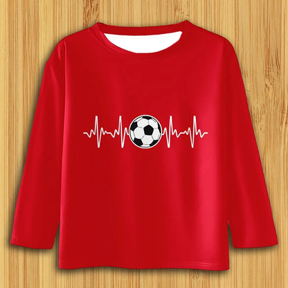 Children's Clothing Boys Tshirt Long Sleeve Stylish Soccer Printed Kids Spring Fall Clothes Casual Round Neck Girl Clothes Tops