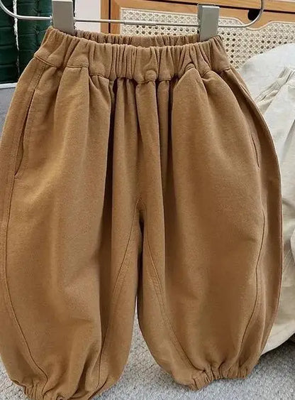 2025 Spring New Children Casual Pants For Girls Loose Harem Pants Cotton Baby Boys Trousers Solid Color Kids Clothes