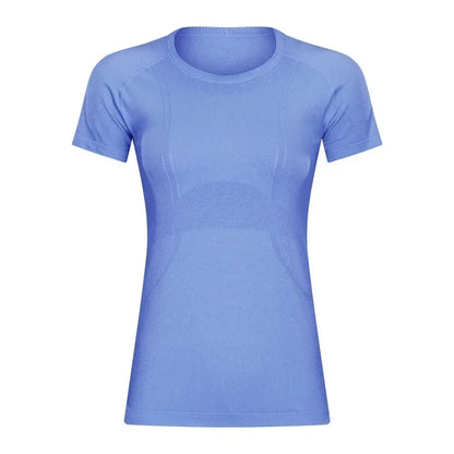 Lemon Slim Fit Workout Tops For Women Short Sleeve T-shirt Athletic Performance Gym Wear Fitness Yoga Shirts with Mesh Fabric