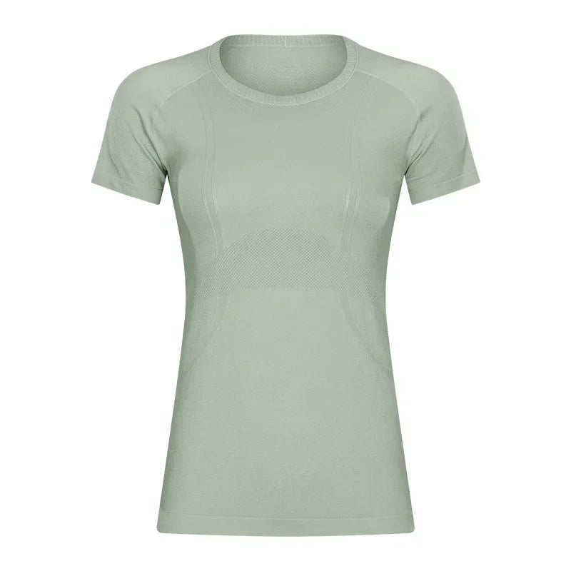 Lemon Slim Fit Workout Tops For Women Short Sleeve T-shirt Athletic Performance Gym Wear Fitness Yoga Shirts with Mesh Fabric