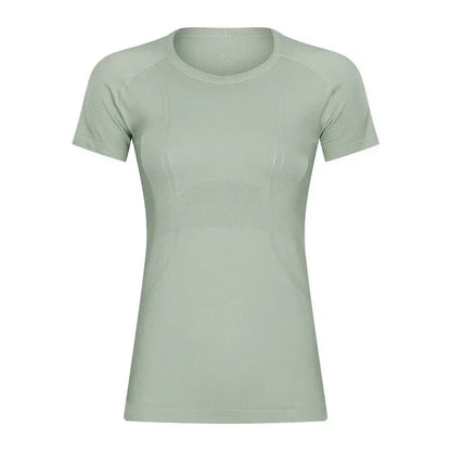 Lemon Slim Fit Workout Tops For Women Short Sleeve T-shirt Athletic Performance Gym Wear Fitness Yoga Shirts with Mesh Fabric