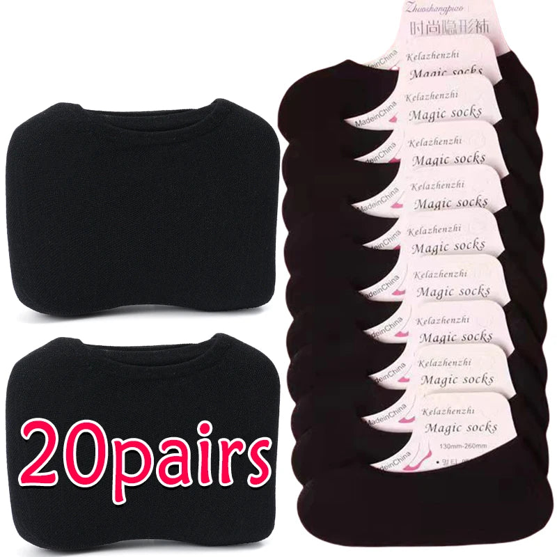 20/60pcs Non-slip Invisible Socks Slippers Seamless Ice Silk Ankle Boat Socks Summer Thin Solid Casual Breathable No Show Sock
