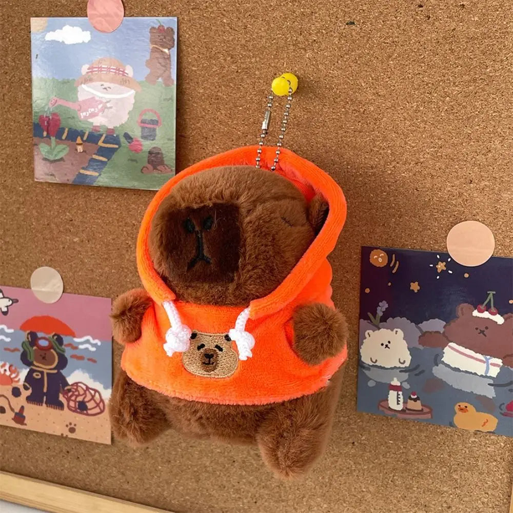 Kids Gift Fluffty Capybara Keychain Plush Hoodie Capybara Pendant Cute Cartoon Plush Capybaras Doll Toys