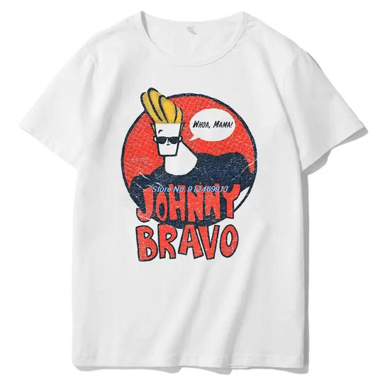 Classic Graphic T Shirts Johnny Bravo Unisex Cotton Short Sleeve T-Shirts O-Neck T Shirts New Shirts And T-Shirts Mens Clothes