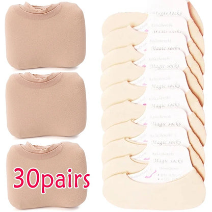 20/60pcs Non-slip Invisible Socks Slippers Seamless Ice Silk Ankle Boat Socks Summer Thin Solid Casual Breathable No Show Sock