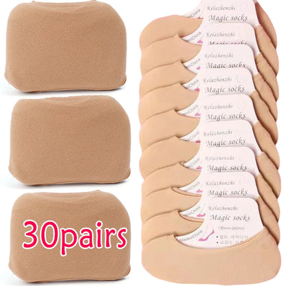 20/60pcs Non-slip Invisible Socks Slippers Seamless Ice Silk Ankle Boat Socks Summer Thin Solid Casual Breathable No Show Sock