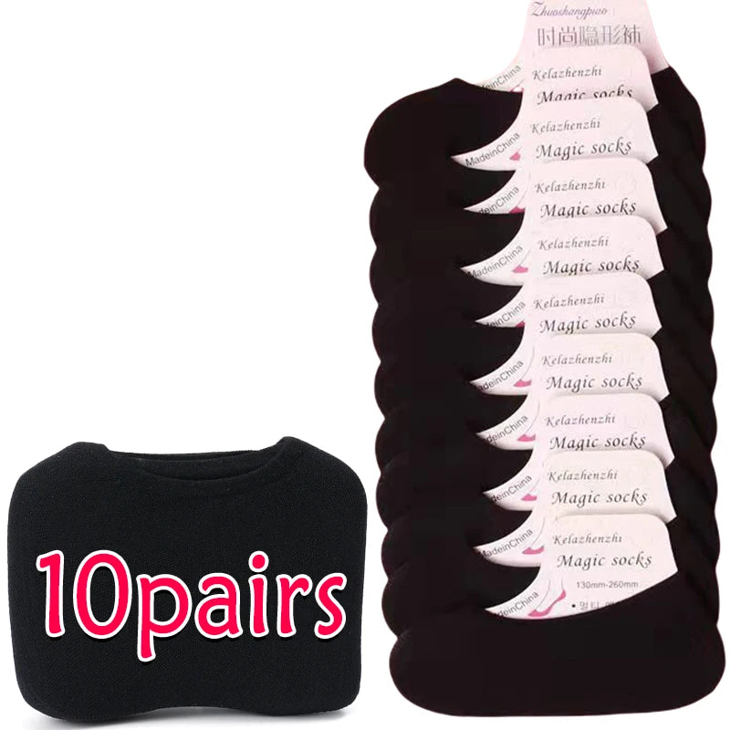 20/60pcs Non-slip Invisible Socks Slippers Seamless Ice Silk Ankle Boat Socks Summer Thin Solid Casual Breathable No Show Sock